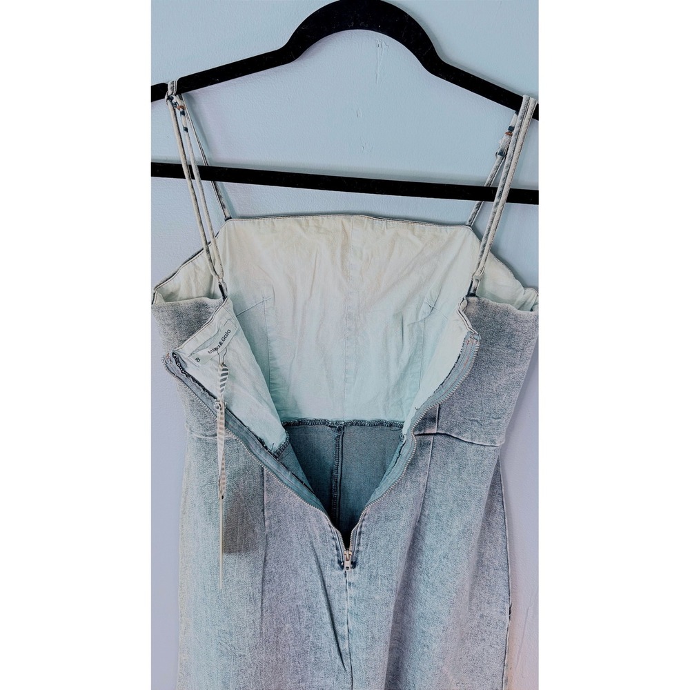 Mika & Gala Denim Maxi Dress NWT Size S Selfie Leslie Blue Jean Adjustable Strap - Picture 4 of 10